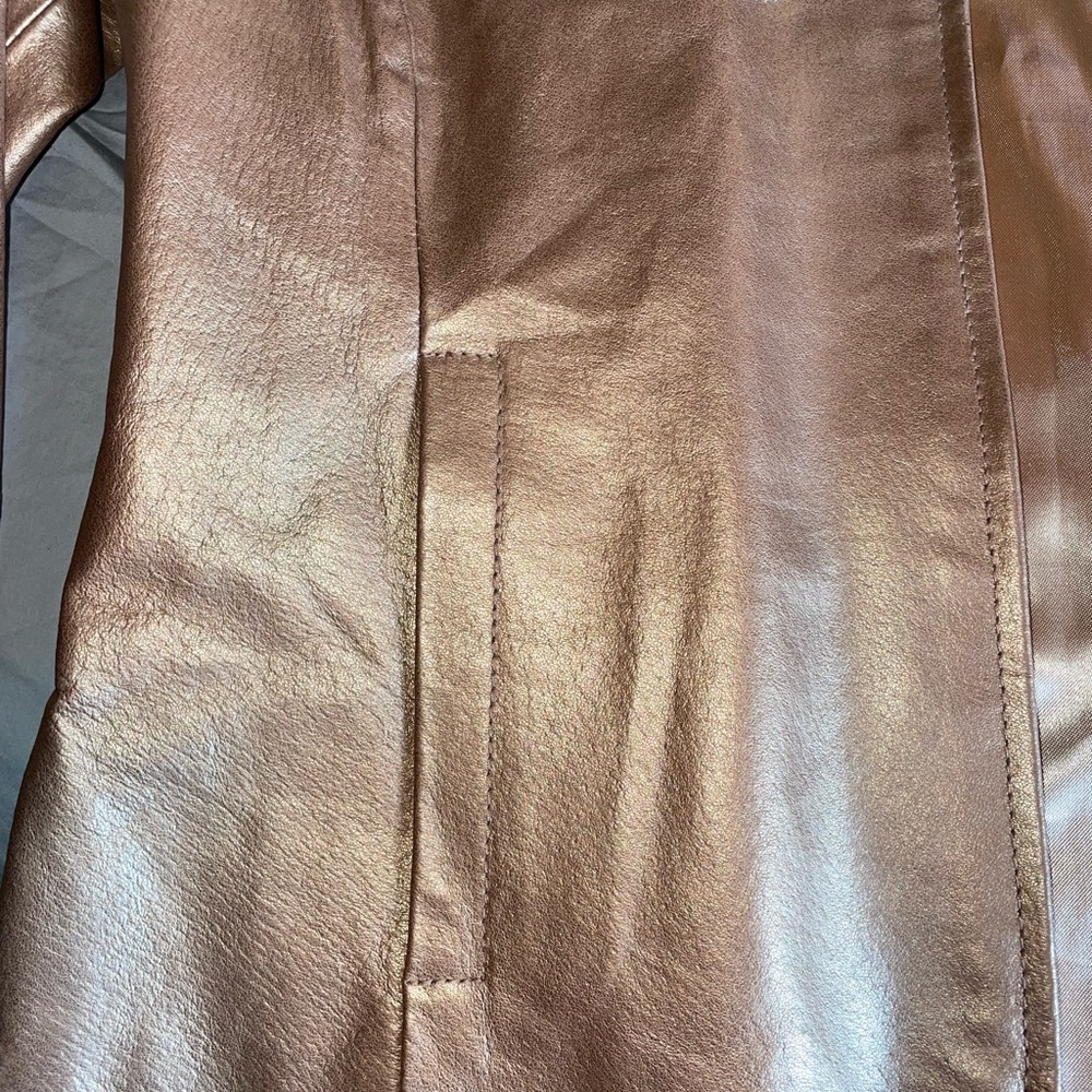 Aria Bronze Moto PU Leather Jacket Medium - Picture 6 of 12